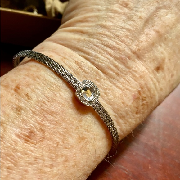 💥Steel by Design Stainless Steel Cushion Crystal Cable Bracelet, 8" QVC💥 NIB - Picture 8 of 12